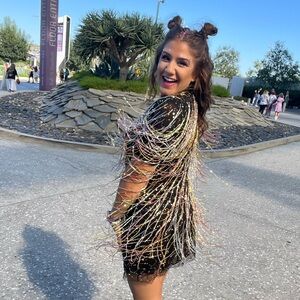 Nasty Gal Tassel Beaded Mini Shift Dress